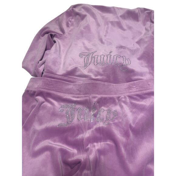 NWT JUICY COUTURE Velour Tracksuit Bling Y2k Hoodie & Pant Violet Tull L - Picture 6 of 6
